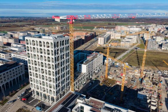 Vonovia stellt Fassade von ZAM-Wohnturm fertig