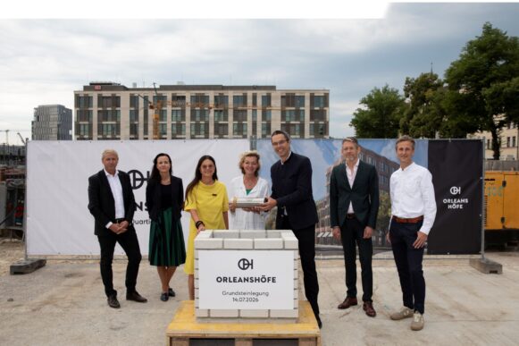 GVG legt Grundstein das Quartier Orleanshöfe in München